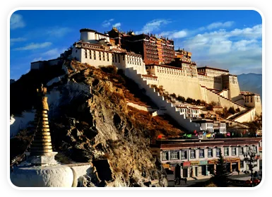 Potala Palace in Lhasa, Tibet, overlooking the surrounding mountains