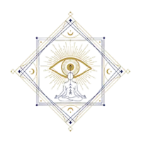 Third eye symbol inside a diamond mandala illustration