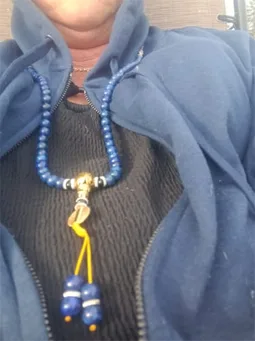 Verified customer wearing their Lapis Lazuli mala necklace